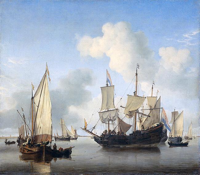 Willem Van de Velde The Younger Ships anchored offshore